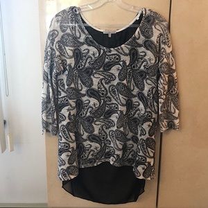 Charlotte Russe White Top/Black Paisley Size XS